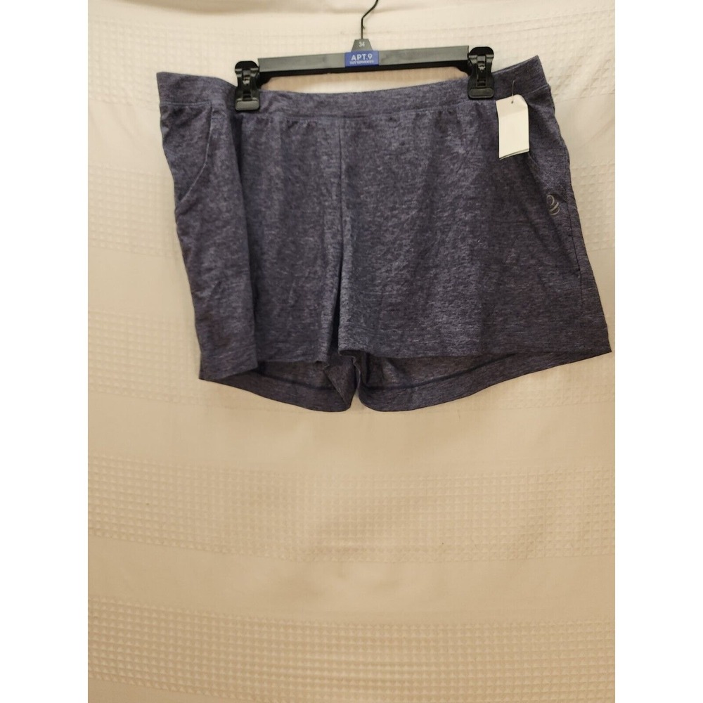 Cuddl Duds Pajama Shorts Size M- L BLUE Womens Drawstring Pull On Length 13"